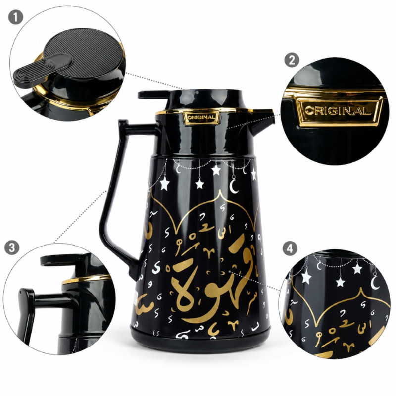 Classic Design Vacuum Flask Designed for Temperature Retention & On-the-Go – Black (H-26.5, W-13 cm)