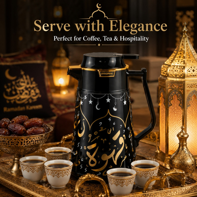Classic Design Vacuum Flask Designed for Temperature Retention & On-the-Go – Black (H-26.5, W-13 cm)