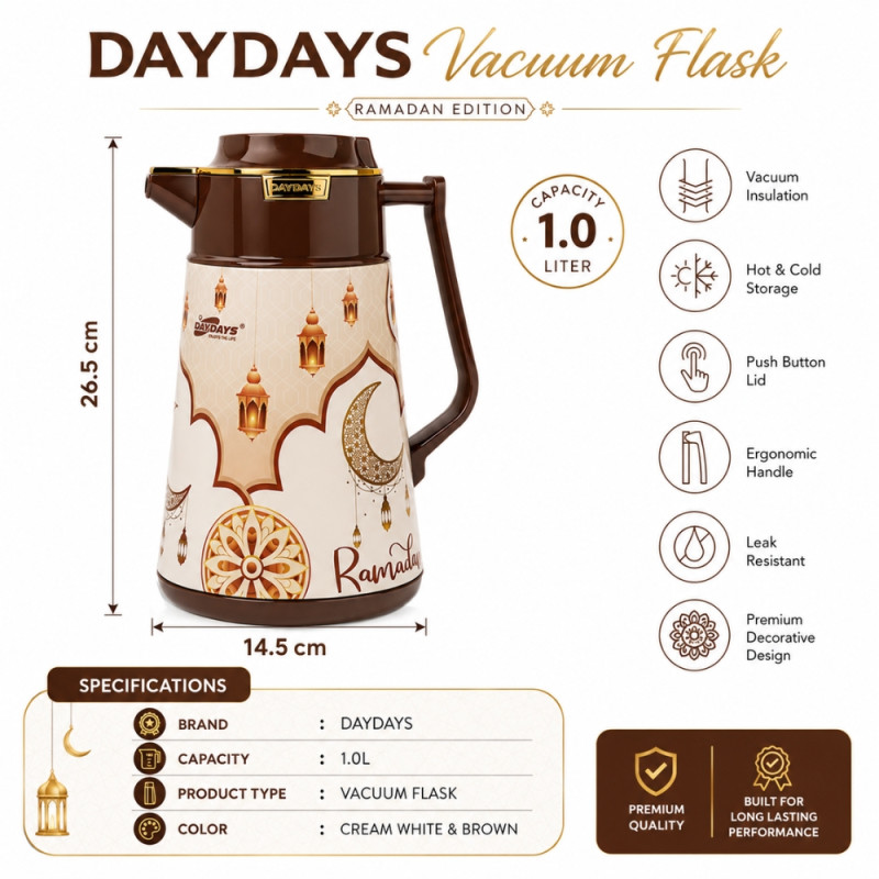 Deluxe vacuum flask – White Premium Quality (26cm)