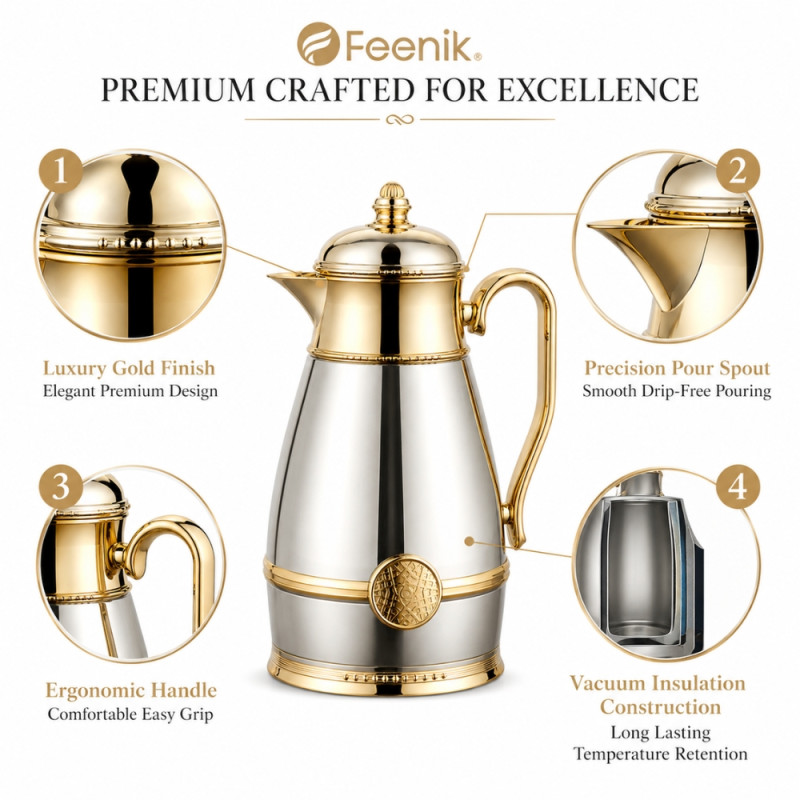 Classic vacuum flask – Silver Premium Quality (26.5cm)
