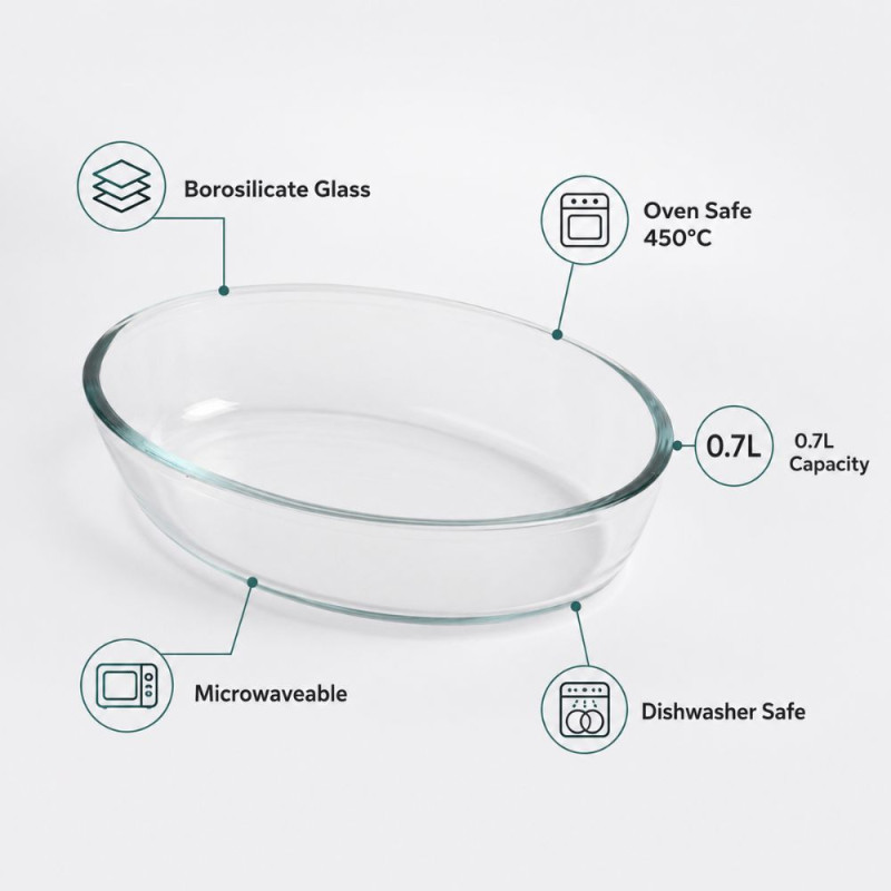 Glass Baking Dish – Transparent (4.5x13x20cm)