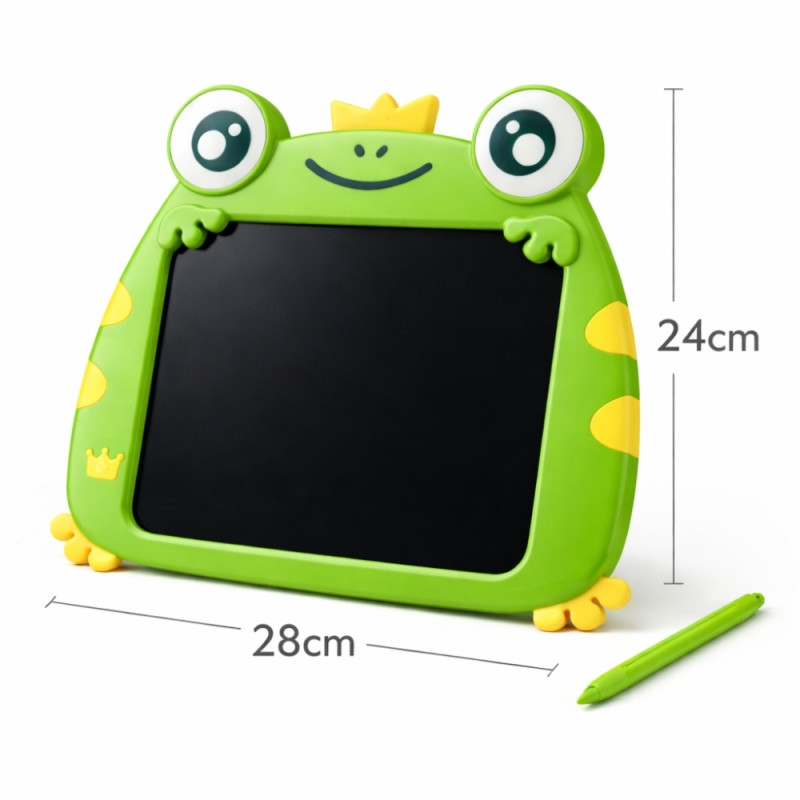 Green Frog-Shaped Digital LCD Writing Tablet for Kids – 28 x 24 cm