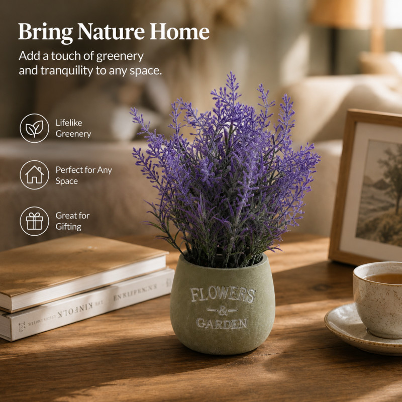 Lavender Grace Artificial Flower Designed for Home Décor &amp; Event Styling – Purple (H-25, T-25 CM)