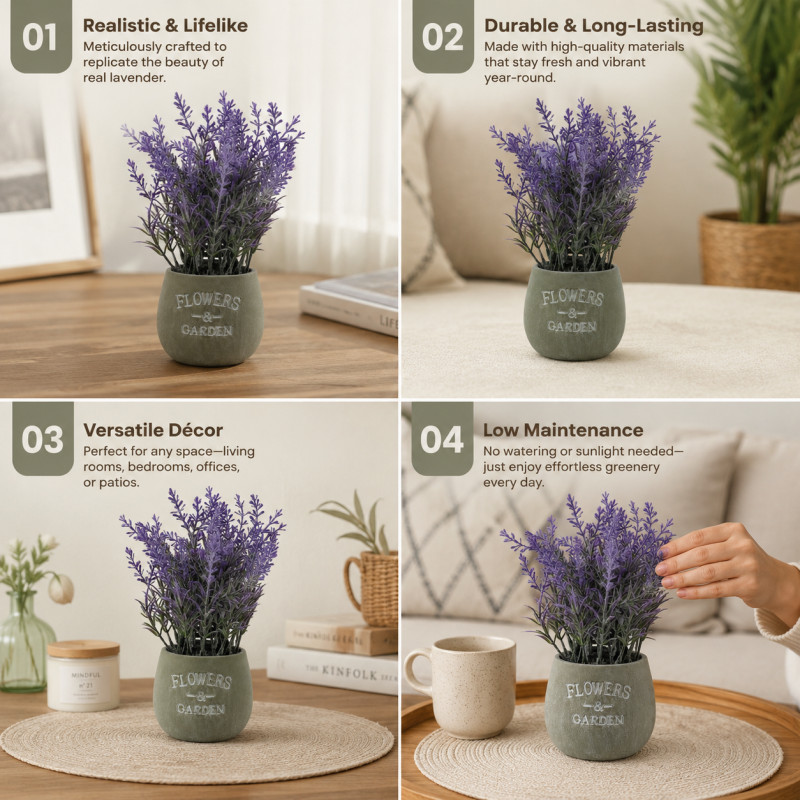 Lavender Grace Artificial Flower Designed for Home Décor &amp; Event Styling – Purple (H-25, T-25 CM)