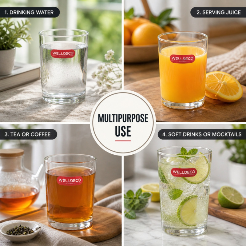 Professional Welldeco 6-Piece Multipurpose Glass Tumbler Set – Transparent (8cm)