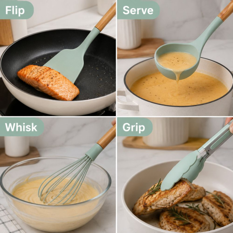 Silicone Kitchen Set – Pale Green (28x9.5cm)