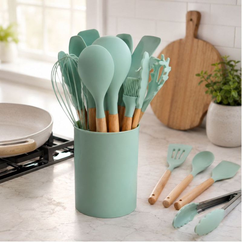 Silicone Kitchen Set – Pale Green (28x9.5cm)