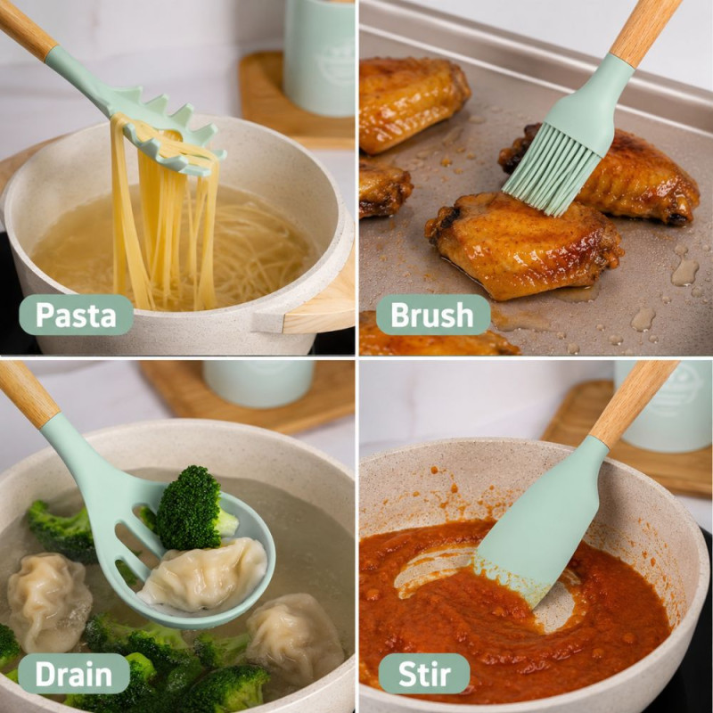 Silicone Kitchen Set – Pale Green (28x9.5cm)