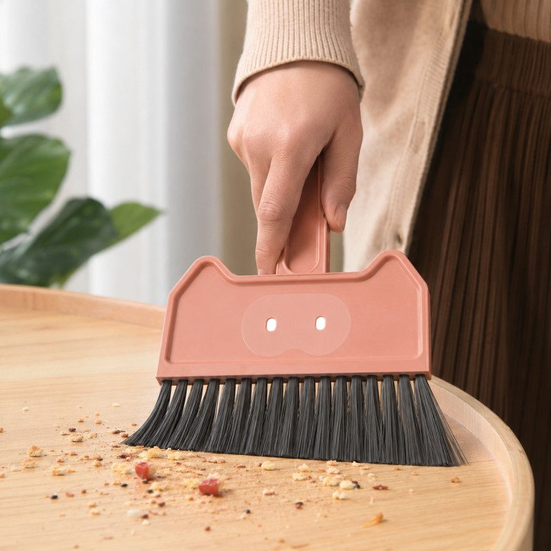 Lustrous Select Mini Desktop Brush And Dustpan Set Designed for Home &amp; Professional Cleaning – Pink (H-22.5, W-15 CM)