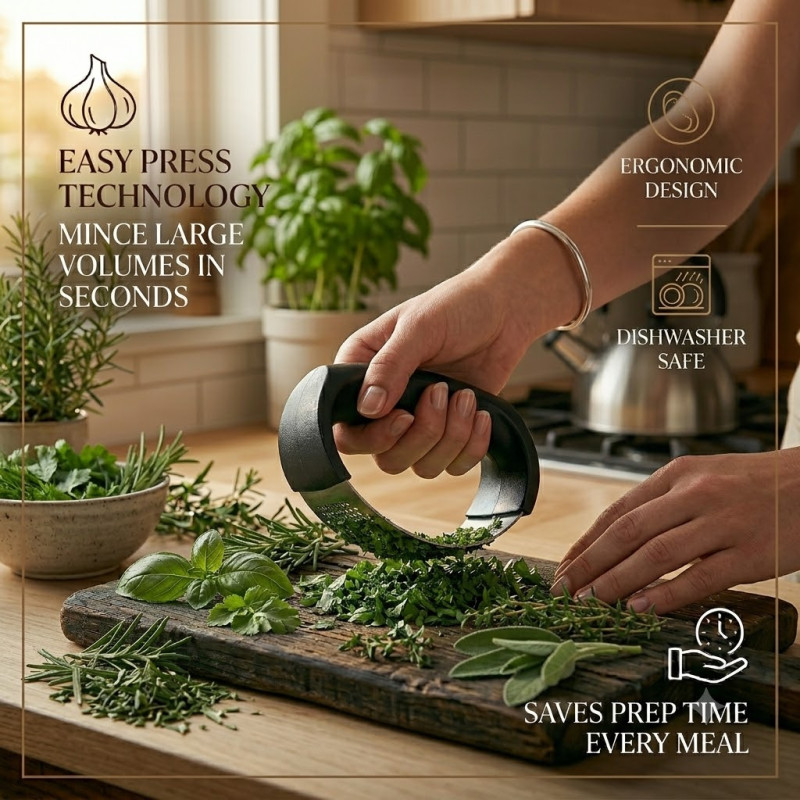 Smooth Grade Garlic Press Designed for Everyday Cooking &amp; Kitchen Excellence – Silver (H-11, W-6.5, L-5.5 CM)