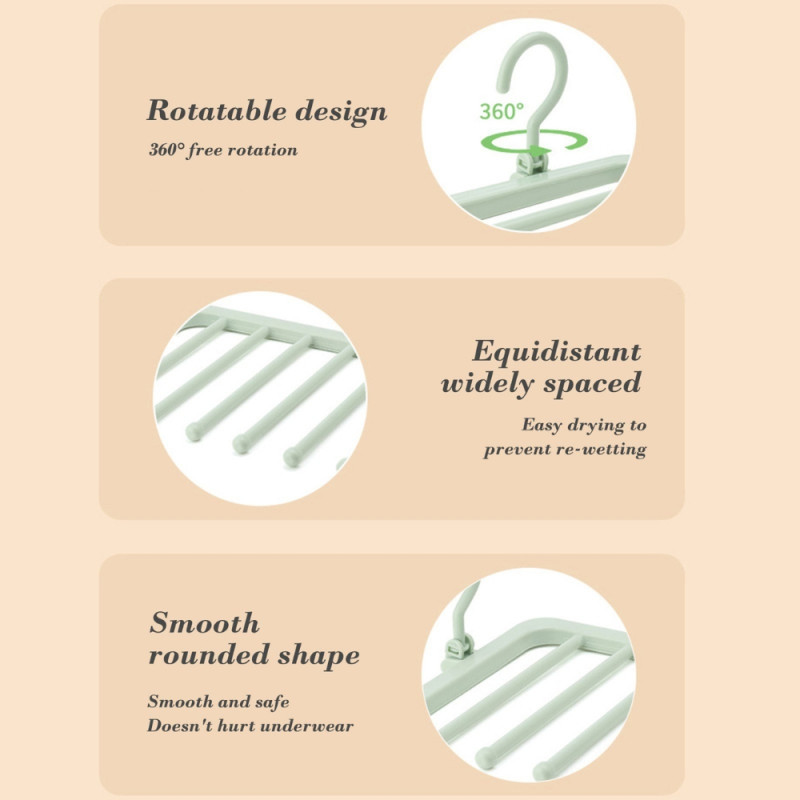 Clear Guard Underwear Drying Hanger Designed for Effortless Laundry & Garment Care – Light Green (H-13, W-22.5, L-32.5, T-1.5 CM)