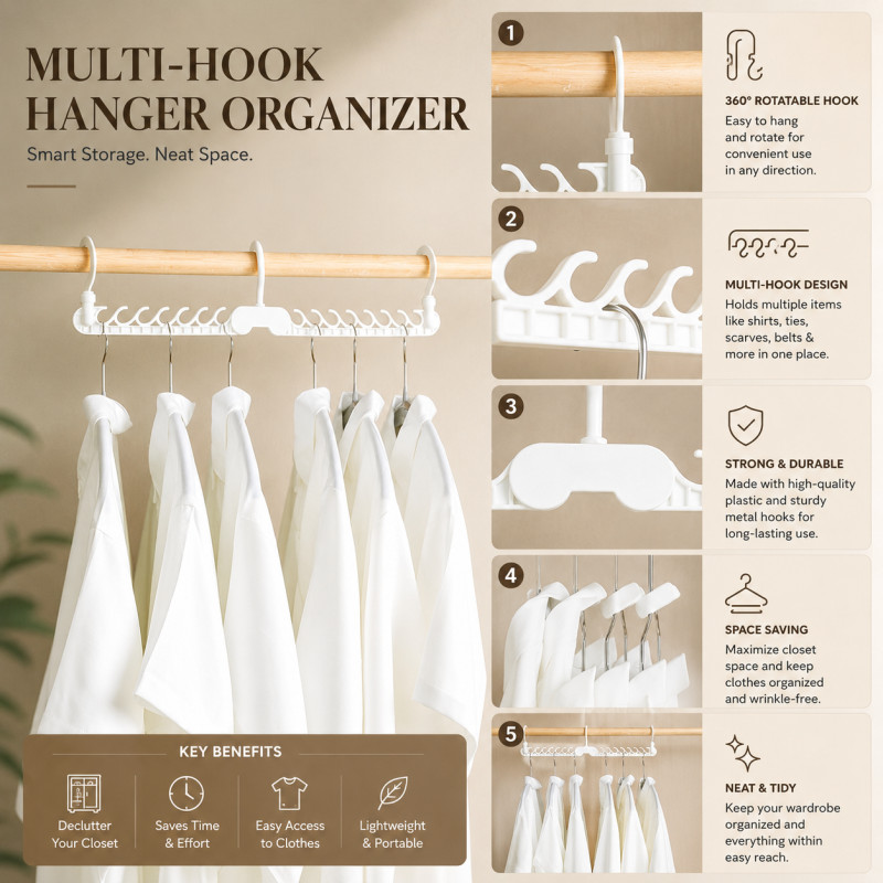 Superior Level Clothes Hanger Designed for Effortless Laundry &amp; Garment Care – White (H-45, W-9, L-12 CM)