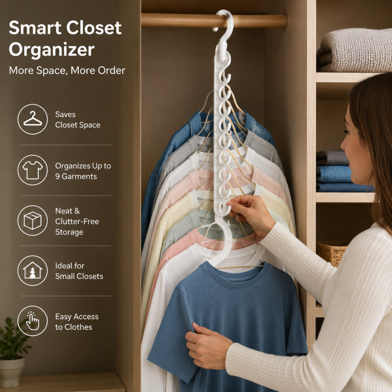 Select Craft Closet Organizer Designed for Effortless Laundry & Garment Care – White (H-35.5, W-4.5, L-29 CM)