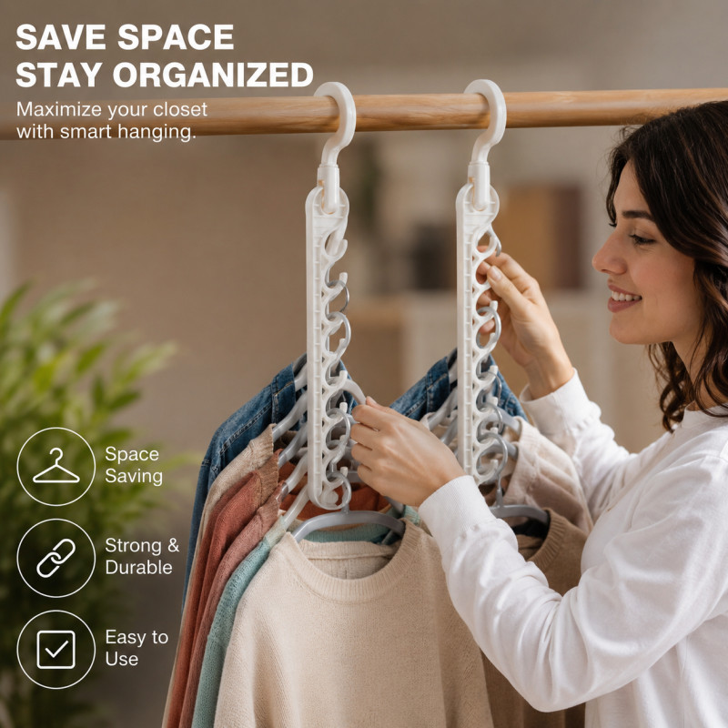 Select Craft Closet Organizer Designed for Effortless Laundry & Garment Care – White (H-35.5, W-4.5, L-29 CM)