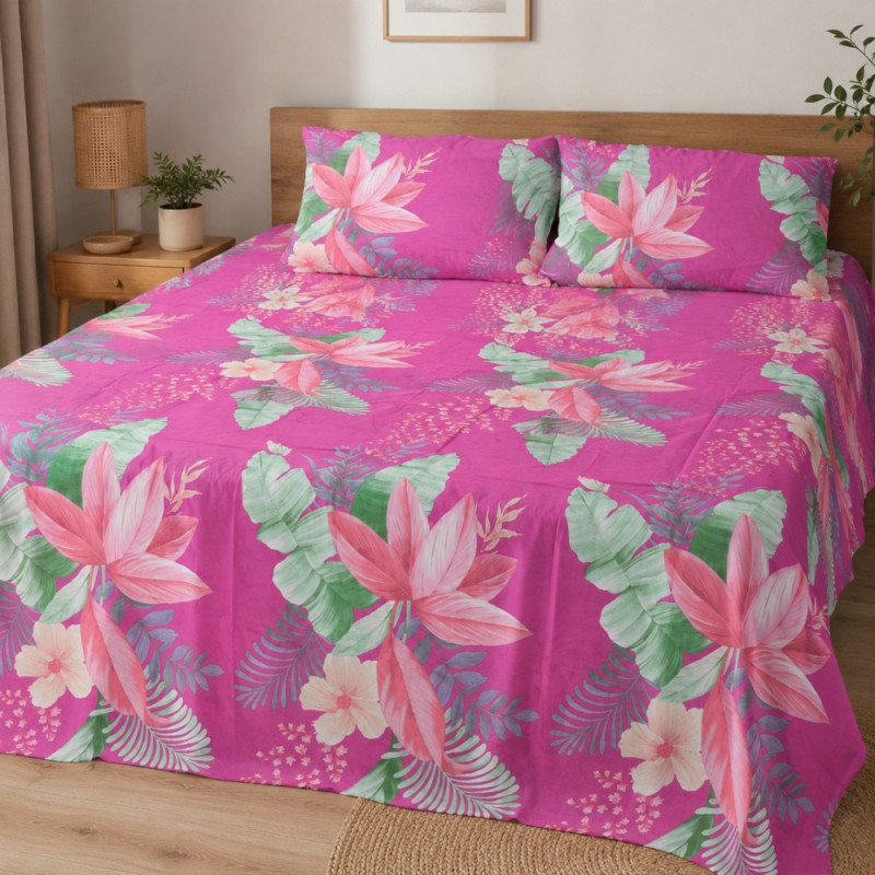 Elegant Pink Floral Sheet Set - King
