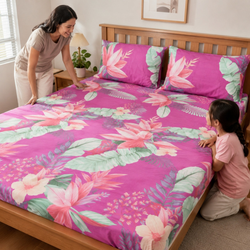 Elegant Pink Floral Sheet Set - King