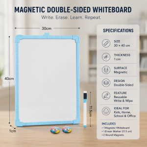 Select Lock Whiteboard Designed for Creative Expression &amp; Office Use – Light Blue (H-40, W-30 CM)
