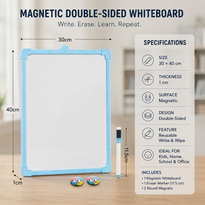 Select Lock Whiteboard Designed for Creative Expression &amp; Office Use – Light Blue (H-40, W-30 CM)
