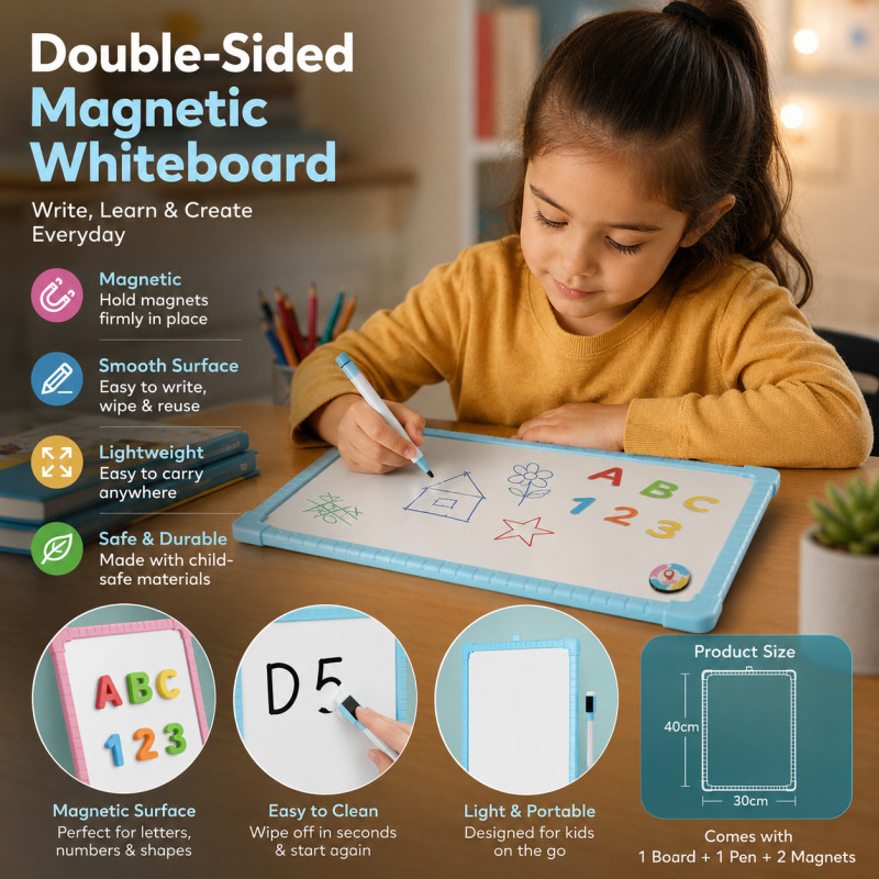 Select Lock Whiteboard Designed for Creative Expression &amp; Office Use – Light Blue (H-40, W-30 CM)