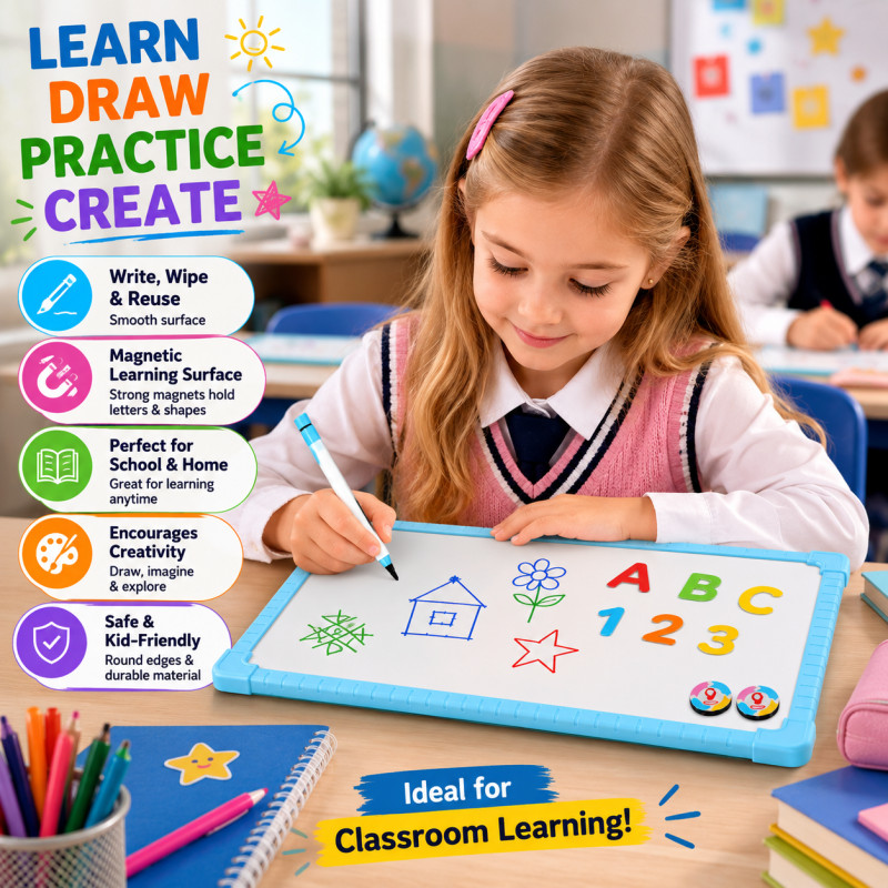 Select Lock Whiteboard Designed for Creative Expression &amp; Office Use – Light Blue (H-40, W-30 CM)