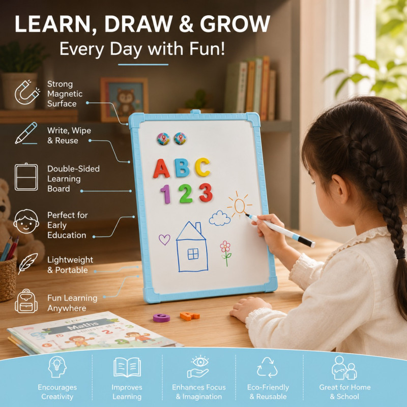 Select Lock Whiteboard Designed for Creative Expression &amp; Office Use – Light Blue (H-40, W-30 CM)