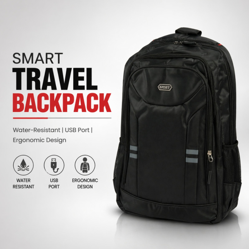 Urban Elite Commuter Backpack – Stealth Black (48cm)