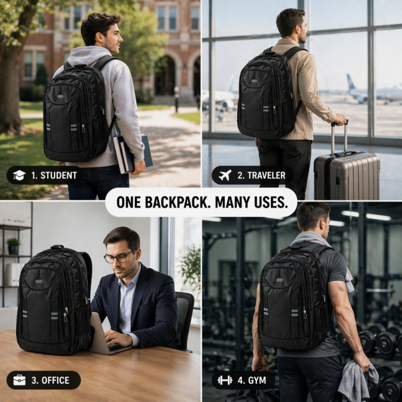 Urban Elite Commuter Backpack – Stealth Black (48cm)