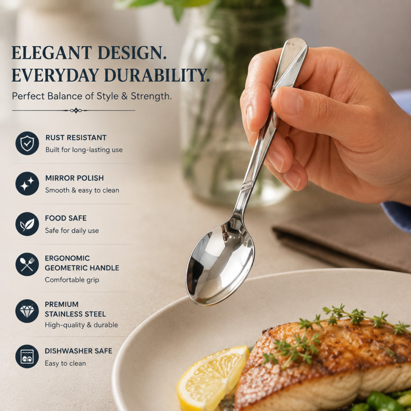 Modern Shine Cutlery Set Designed for Everyday Cooking &amp; Kitchen Excellence – Silver (H-19.5, W-4.5, L-19.5 CM)