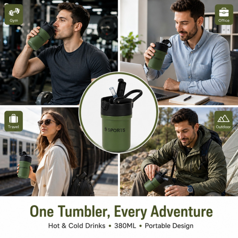 Essential vacuum flask – Olive Green Premium Quality (15cm)