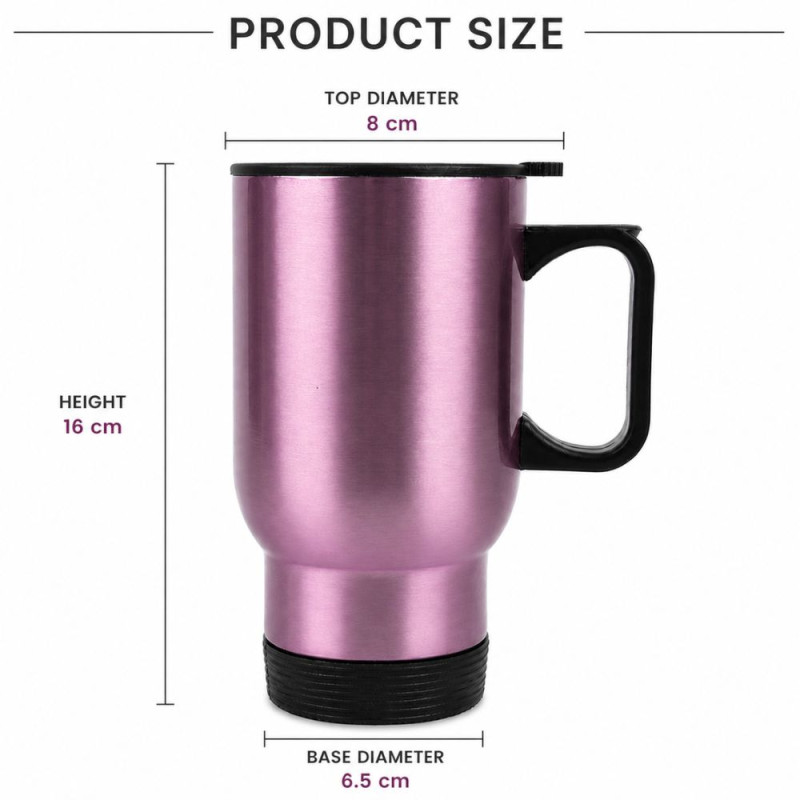Professional Purple Stainless Steel Travel Mug – Insulated with Black Handle (16cm)