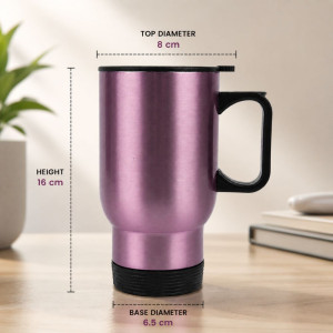 Professional Purple Stainless Steel Travel Mug – Insulated with Black Handle (16cm)