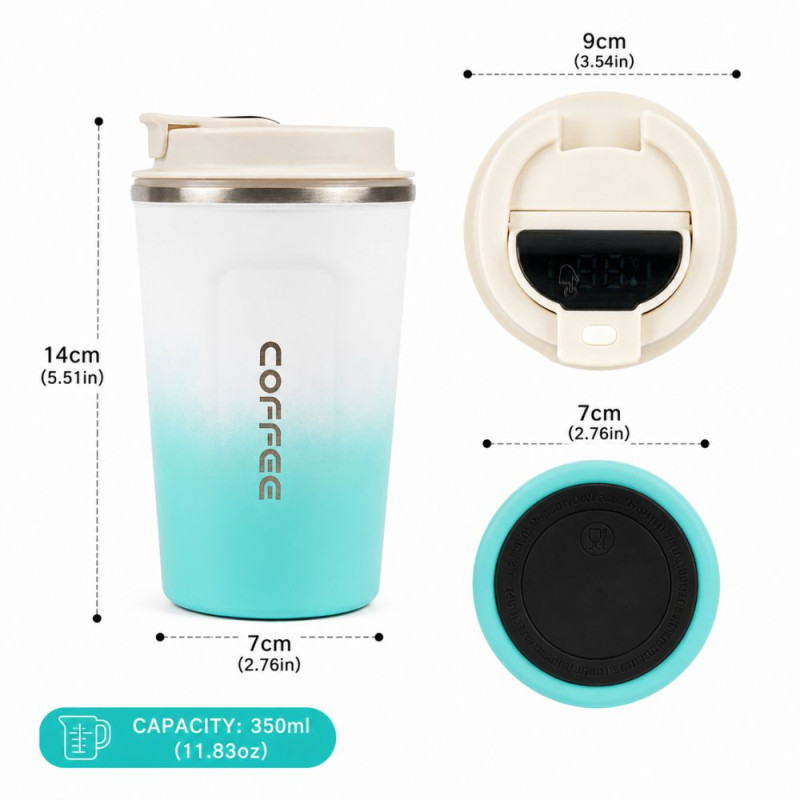 Professional Gradient Smart Thermos Coffee Mug – LED Temperature Display (350ml)