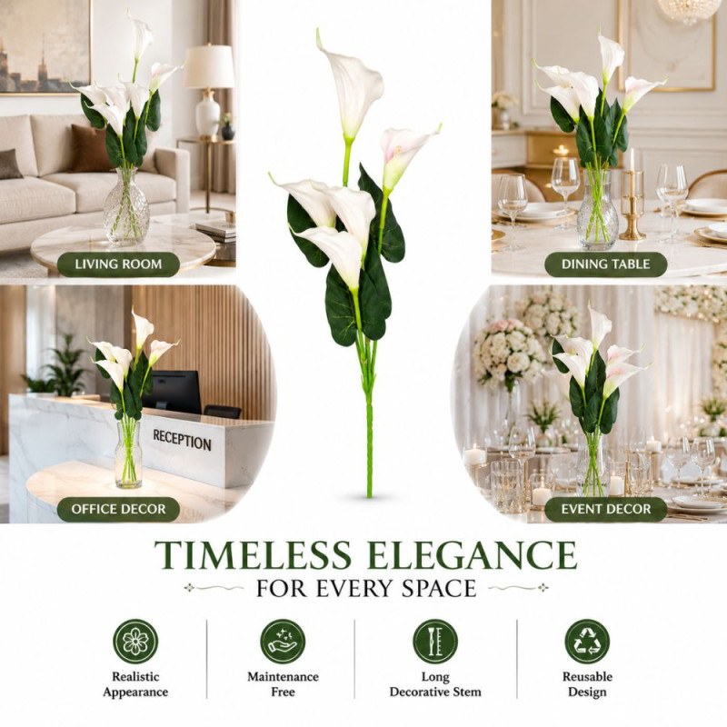 Professional Artificial Flower – Green white Light Pink Premium Quality (90 cm)