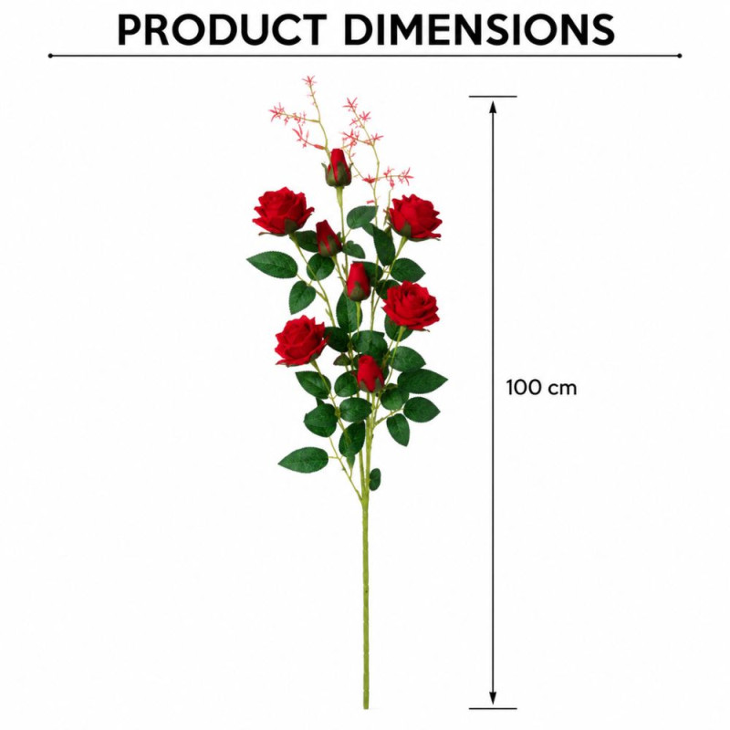 Scarlet Style Artificial Rose Stem Designed for Home Décor &amp; Event Styling – Red (H-100 CM)