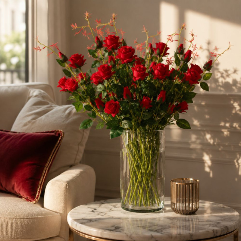 Scarlet Style Artificial Rose Stem Designed for Home Décor &amp; Event Styling – Red (H-100 CM)