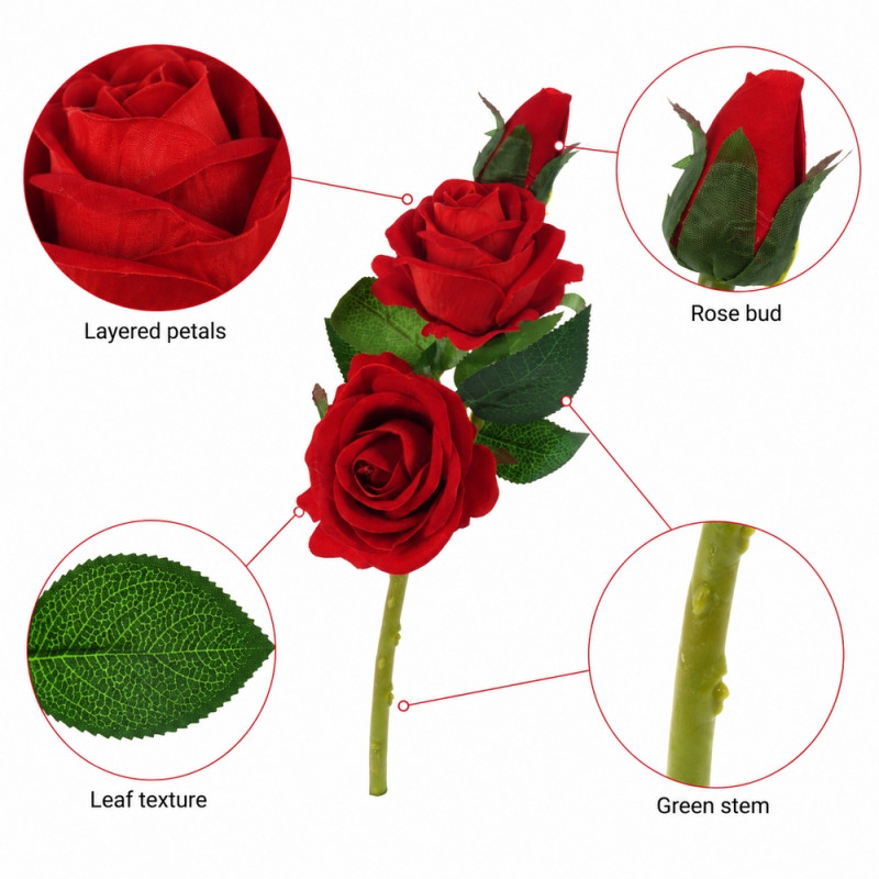 Elegant Artificial Red Roses in Pot – Premium Quality