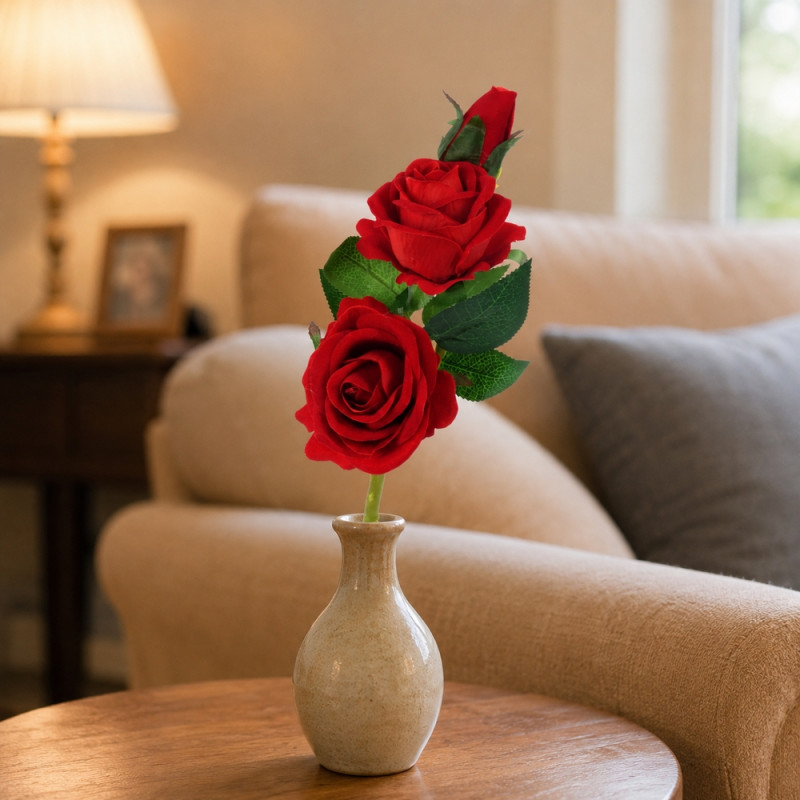 Elegant Artificial Red Roses in Pot – Premium Quality