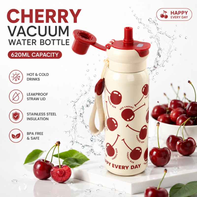 Cherry Vacuum Water Bottle - 620ml