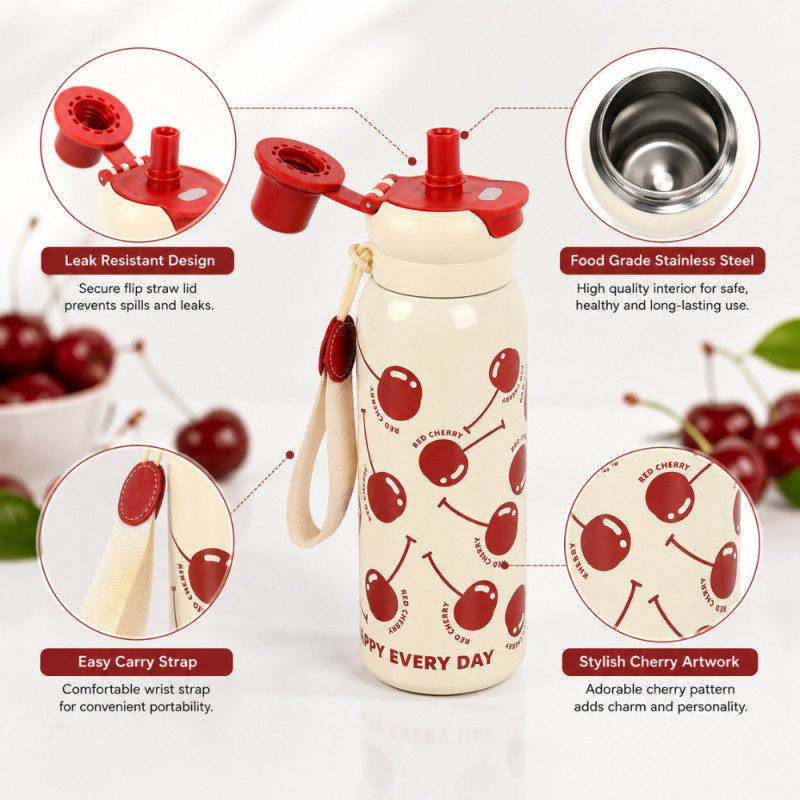 Cherry Vacuum Water Bottle - 620ml