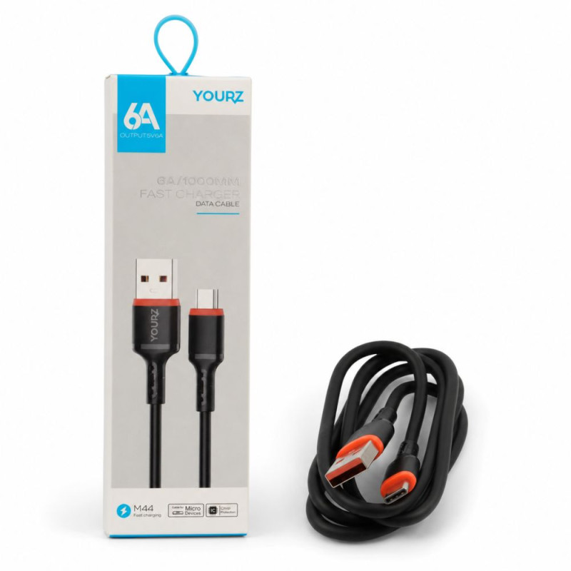 YOURZ M44 6A Ultra-Fast Charging USB to Type-C Cable – Black (1000mm)