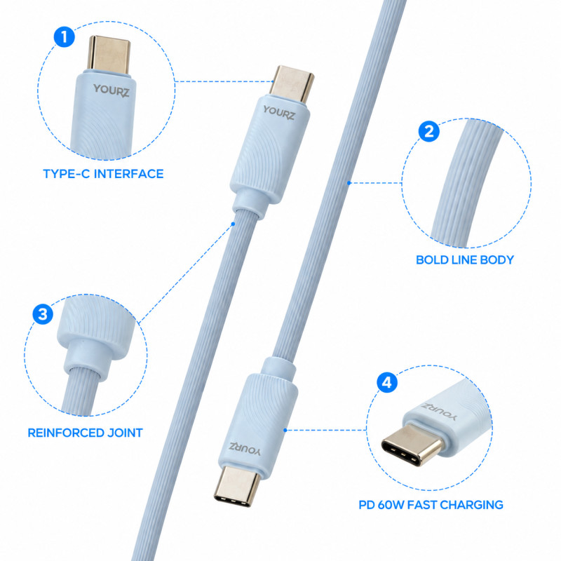Bold Pick Charging Cable Designed for Seamless Device Connectivity – Light Blue (L-120 CM)