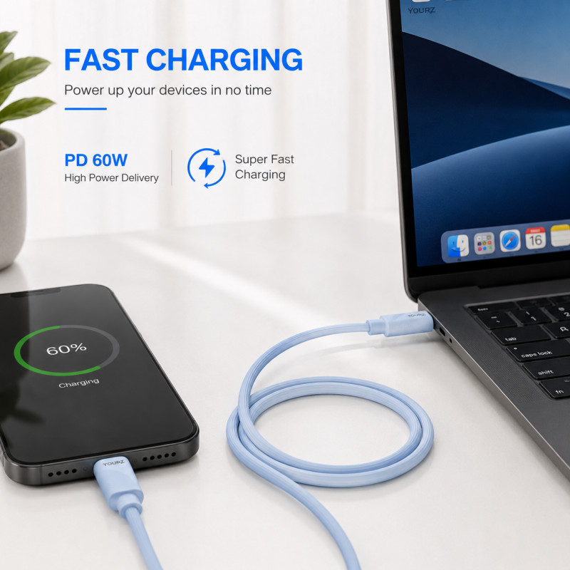 Bold Pick Charging Cable Designed for Seamless Device Connectivity – Light Blue (L-120 CM)