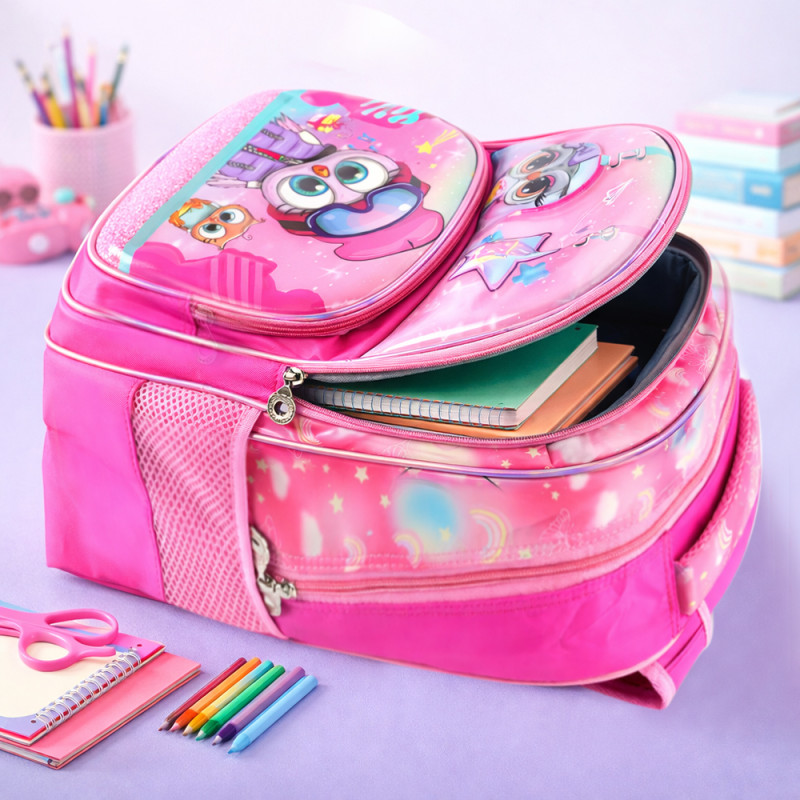 Kids' Wise Owl Character Backpack – Vibrant Hot Pink (43cm)