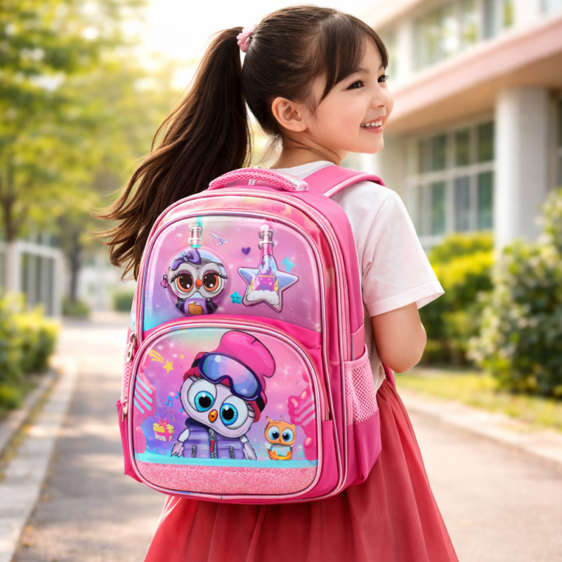Kids' Wise Owl Character Backpack – Vibrant Hot Pink (43cm)