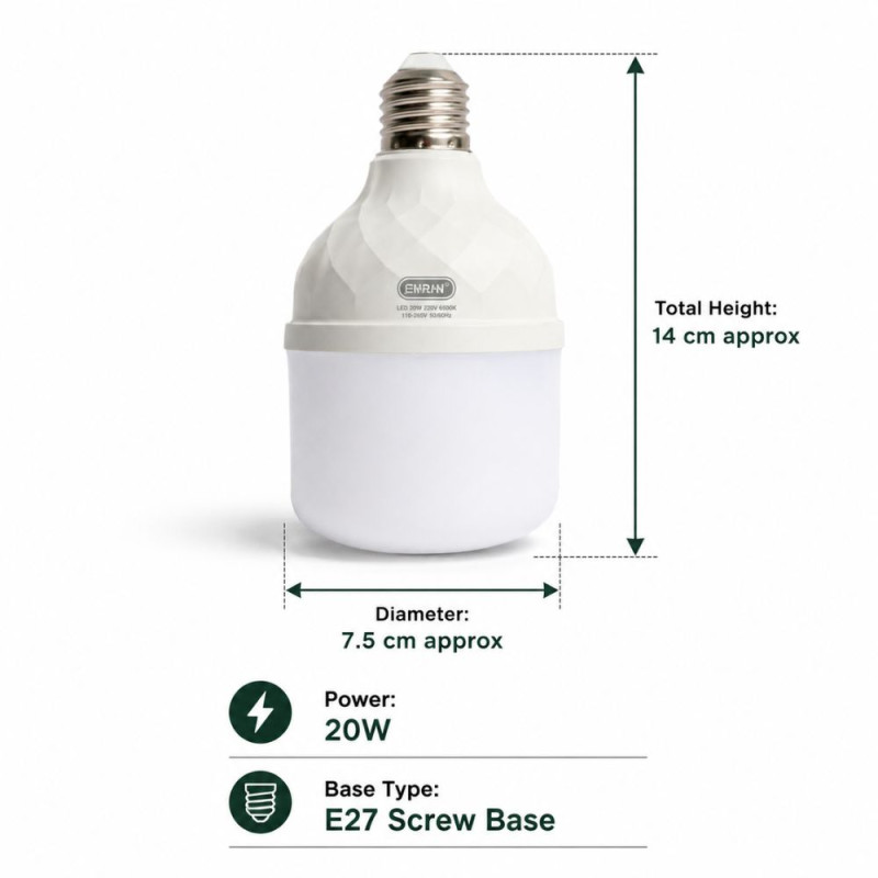 Economic LED Light Bulb – White (H-14 CM X W-7.5 Cm)