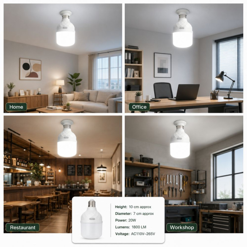 Economic LED Light Bulb – White (H-14 CM X W-7.5 Cm)