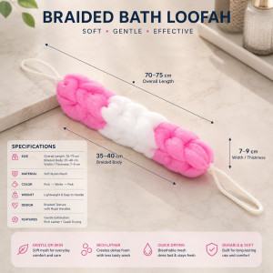 Stylish Lock Long-handle Loofah Designed for Home &amp; Professional Cleaning – Pink (H-70, W-9, L-75 CM)