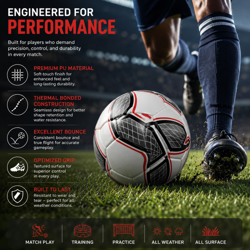 Solid Line Football Designed for Sports &amp; Active Lifestyle – White (DIA-22, T-8.66 IN)