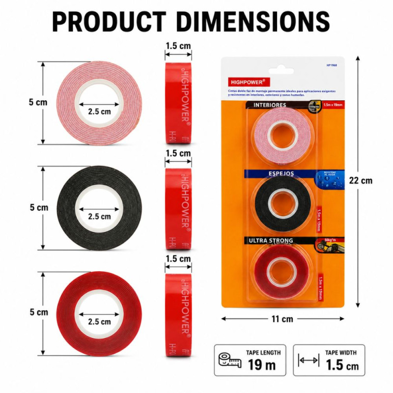 Spectrum Style Foam Tape Designed for Sealing & Repair Solutions – Multiple Color (H-5 cm, W-1.5 cm)