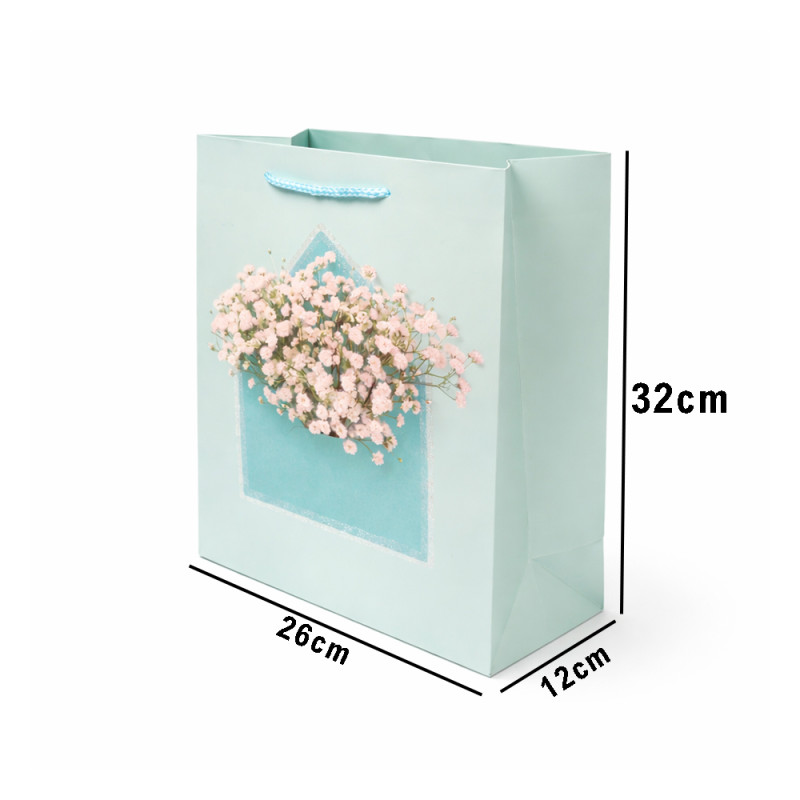 Matte Teal Floral Wreath Premium Paper Gift Bag – 32cm